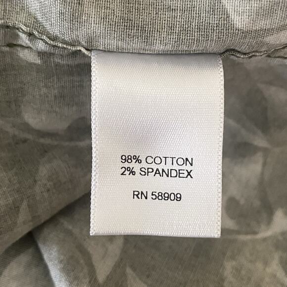 Rowm Mens Size Large Green Leaf Print Button Up Shirt Short Sleeve Lightweight - Picture 7 of 7